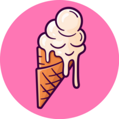 Melting Ice Cream Waffle Cone Illustration On Pink Sticker