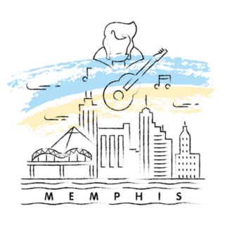 Memphis, Tennessee Typography Design Sky Sticker