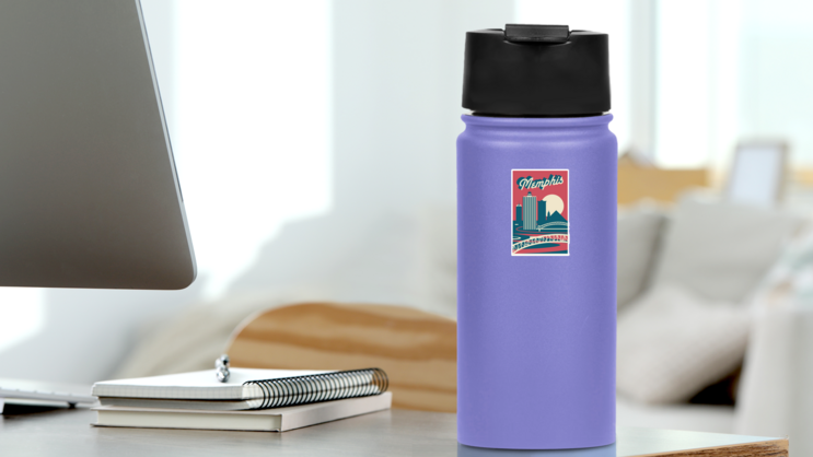 Memphis Tennessee Usa Skyline Postcard Sticker on a Water Bottle (New) example
