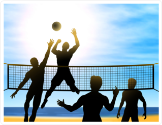Men Playing Beach Volleyball Sticker