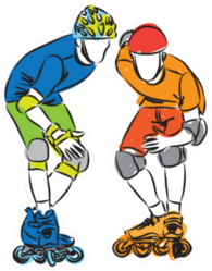 Men Rollerblade Skaters Illustration Sticker