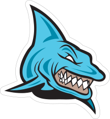 Menacing Blue Shark Mascot Sticker