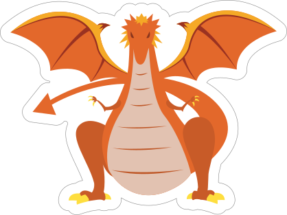 Menacing Orange Dragon Sticker
