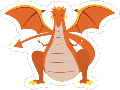 Menacing Orange Dragon Sticker