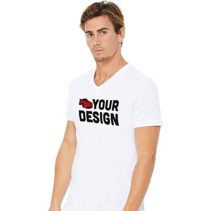 Mens White V-Neck Short Sleeve Shirt Example