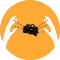 Mental Health Brain Knit On Orange Sticker