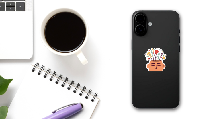Mental Health Illustration Sticker on a Phone (New) example