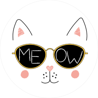 Meow Cat and Sunglasses Circle Sticker