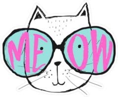 Meow Cat In Huge Glasses Sticker