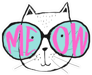 Meow Cat In Huge Glasses Sticker