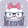 Meow Cat With Glasses Sticker