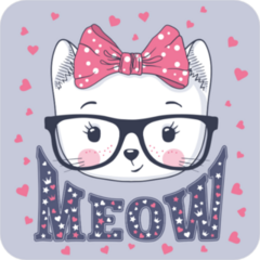 Meow Cat With Glasses Sticker