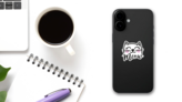 Meow Smiling Cat Sticker on a Phone (New) example