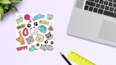 Meow Sticker Sheet on a Desk (New) example