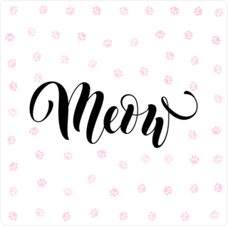 Meow With Cute Pink Paw Prints Sticker