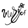 Merci French Ink Brush Lettering Flower Sticker