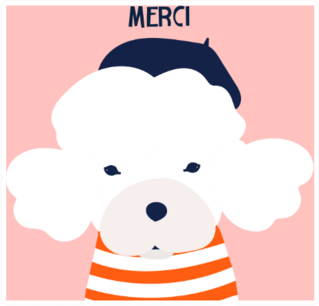 Merci French Poodle Dog Sticker