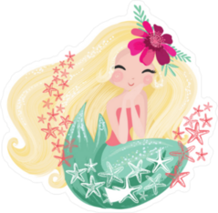 Mermaid and Starfish Sticker