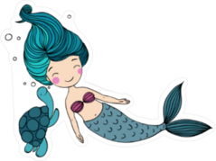 Mermaid and Turtle Sticker
