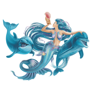 Mermaid And Two Dolphins Sticker