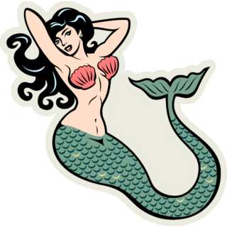 Mermaid In Old School Tattoo Pin-up Sticker