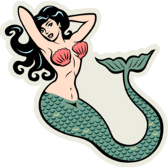 Mermaid In Old School Tattoo Pin-up Sticker