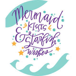 Mermaid Kisses Starfish Wishes Illustration Sticker