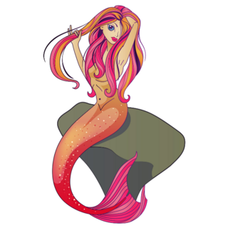 Mermaid Pink Hair Sticker