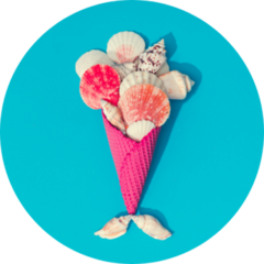 Mermaid Sea Shell Ice cream Cone Sticker