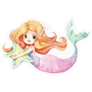 Mermaid Starfish Hug Sticker