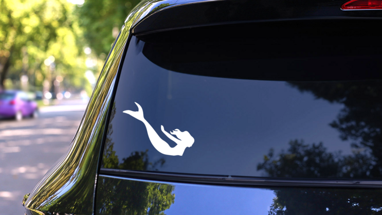 Mermaid Swiming Deep Sticker on a Rear Car Window (New) example