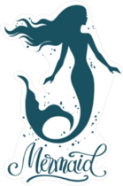 Mermaid Typography Silhouette Sticker