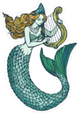 Mermaid With Harp Sticker