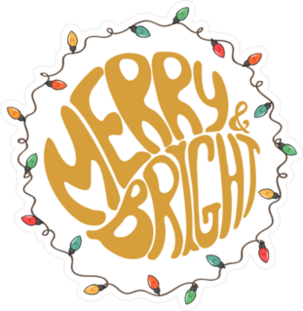 Merry And Bright Christmas Light Sticker