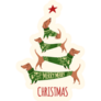 Merry Christmas Dachshund Tree Sticker