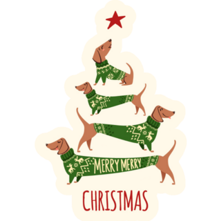 Merry Christmas Dachshund Tree Sticker