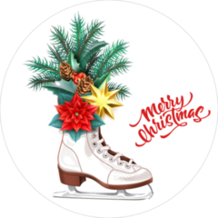 Merry Christmas Ice Skates Sticker