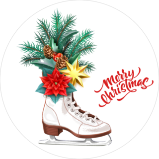 Merry Christmas Ice Skates Sticker