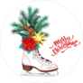 Merry Christmas Ice Skates Sticker