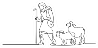 Merry Christmas Shepherd And Sheeps Sticker