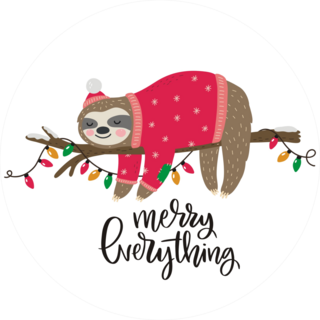 Merry Everything Cute Winter Sloth Sticker