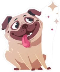 Mesmerized Cartoon Pug Sticker