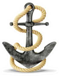 Metal Anchor Large Rope Illustration Sticker