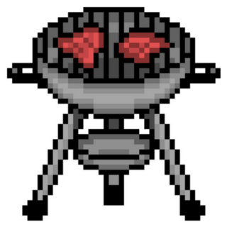 Metal Barbecue Kettle Grill Pixel Art Icon Sticker