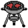Metal Barbecue Kettle Grill Pixel Art Icon Sticker