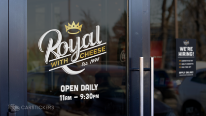 Metallic Printed Transfer Decal on Restaurant Door