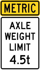 Metric Axle Weight Limit 4.5T Sticker