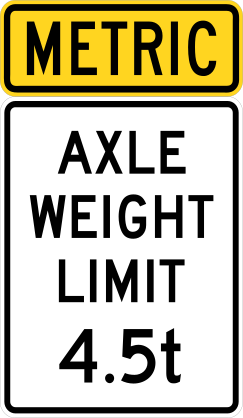 Metric Axle Weight Limit 4.5T Sticker