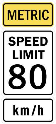 Metric Speed Limit 80 Km/H Sticker