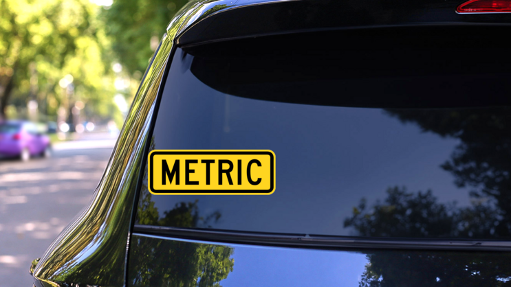 Metric Sticker on a Rear Car Window (New) example